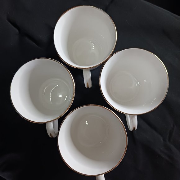 Staffordshire Tea Cups LOT of 4 with Antique Cars Victorian People and Gold Gild - Picture 7 of 15